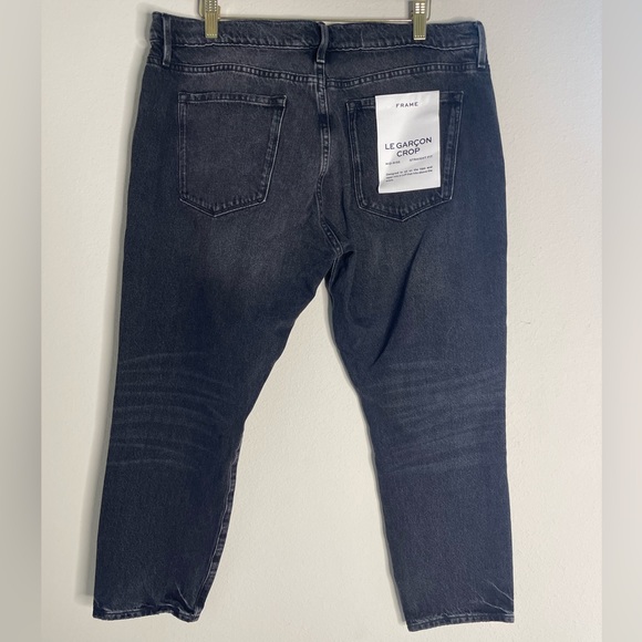 $238 Frame Women's Black Destroyed Mid Rise Straight Denim Jeans Pants Size 31 - Picture 2 of 6